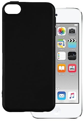 OAGELIM Schützende Telefonhülle für iPod Touch 6 - Schwarz | 4 Flexible stoßfeste Gel-TPU-Hülle, kratzfest und mit militärischem Fallschutz