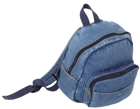 TOPPERFUN Mini Denim Backpack for Women Retro Canvas Daypack with Ergonomic Straps Compact Travel Bag Vintage Style for University Students and Everyday Adventures