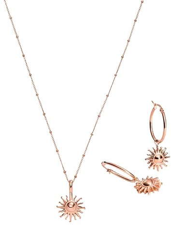 Purelei Inner Sun Bundle Kette & Ohrringe (Rosegold) – Schmuck Set aus Kette Damen und Ohrring aus Edelstahl (14K rosevergoldet) – Verstellbare Länge – Hawaiianisch inspiriert & wasserfest