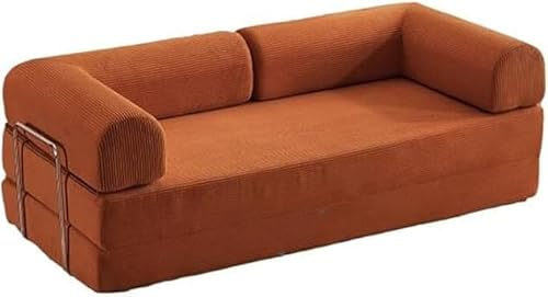 Compression Sofa Convertible Floor Bed Sofa Bed Two Seater Corduroy Mattress Fold-Out Comfortable Lounge for Living Room Multifunctional Memory Foam with Armrest Portable Couch (C, 150cm/59inch)