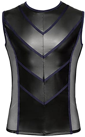 Orion Herren Shirt Mesh, Mattlook Oberteil, ärmellos, schwarz/blau
