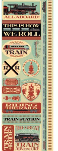 Reminisce Signature Series Cardstock Combo Sticker, 4.25 by 12-Inch, Train