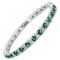 RIZILIA Gioielli Taglio Rotondo Verde Smeraldo Colorstonestone Pietra preziosa Fine 18K Oro Bianco Placcato [180mm / 7inch] Braccialetto di Tennis Eleganza Moderna [Sacchetto di monili Liberi]