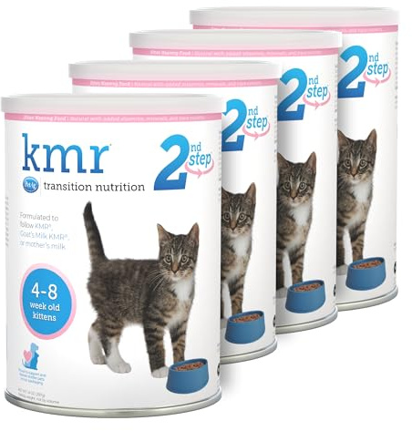 Pet-Ag KMR 2nd Step Kitten Weaning Food - 14 oz, Pack of 4 - Powdered Kitten Weaning Formula with DHA, Natural Milk Protein, Vitamins & Minerals for Kittens 4-8 Weeks Old - Easy to Digest