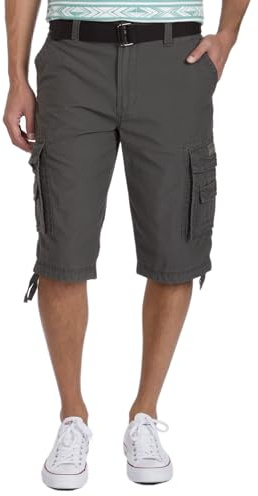Unionbay Men's Cordova Belted Messenger Cargo Short - Reg and Big and Tall Sizes, Flint, 32