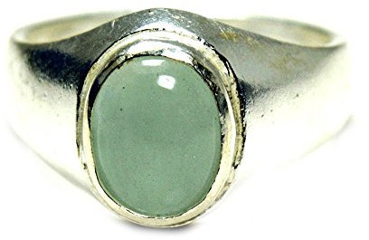 jewelryonclick 2 Karat Cabochon Aquamarin natur Sterling Silber für Männer Bold Ring Größe UK J 1/2 ? Z - 62 (19.7)
