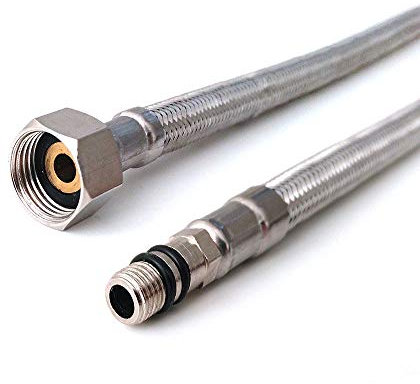 Pair of 10mm (Male end into The tap) x 3/8 (EU) (300mm Long) Kitchen/Basin Monobloc Mixer Tap Connectors Flexi Pipes Tails
