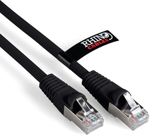 rhinocables CAT 6a Ethernet Cable | 10Gbps S/FT High-Speed & Large Bandwidth Data Transfer | Reliable LAN Network RJ45 Cable | Wi-Fi Broadband Cable for Seamless Gaming & Streaming (0.25m, Black)