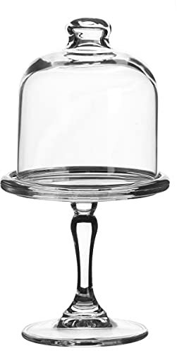 Fornord Mini Présentoir à Patisserie sur Pied Rond en Verre Transparent avec Cloche en Verre