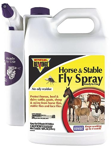 REVENGE Horse & Stable Fly Spray, 128 oz Ready-to-Use with Power Sprayer, Long Lasting Flea and Tick Control