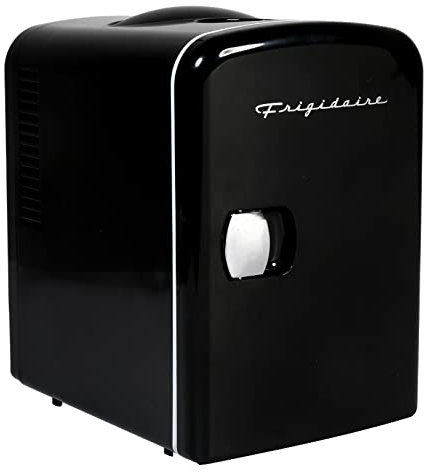 Frigidaire Mini Portable Compact Personal Fridge Cooler, 4 Liter Capacity Chills Six 12 oz Cans, 100% Freon-Free & Eco Friendly, Includes Plugs for Home Outlet & 12V Car Charger – Black