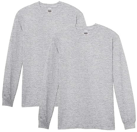 Gildan Men's Heavy Cotton Long Sleeve T-Shirt, 2-Pack, Sport Grey, XXXL