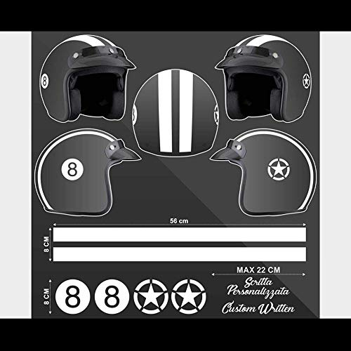 SUPERSTICKI Helm Aufkleber Set 8 Racing Streifen Motorrad Bike Motorcycle Aufkleber Bike Auto Racing Tuning aus Hochleistungsfolie Aufkleber Autoaufkleber Tuningaufkleber Hochleistungsfolie