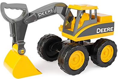 John Deere Big Scoop 15 Inch Construction Toy Excavator w/ Titling Dump Bed and Rolling Wheels Frustration Free Packaging FFP