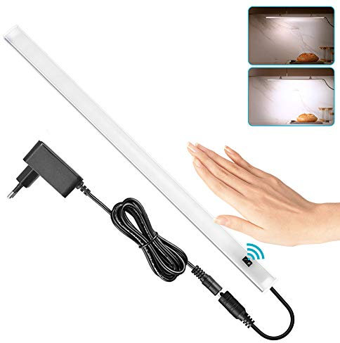 SOAIY LED dimmbar Unterbauleuchte 40cm 5,5W 450lm Schrankleuchte Küchenlampe An-/Ausschalten Dimmen per Handbewegung Lichtleiste Memory-Funktion inkl. 12V Netzteil Montagematerial 4000K Neutralweiß