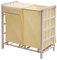 Wäschesammler HWC-B60, Laundry Wäschebox Wäschekorb, Massiv-Holz 2 Fächer 60x60x33cm 68l - shabby weiß, Bezug creme