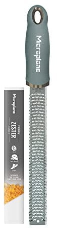 Microplane Zester Grater in Eucalyptus Green for Citrus Fruits, Hard Cheese, Ginger, Chocolate and Nutmeg with Fine Stainless Steel Blade - Made in USA