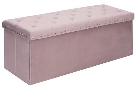 Bonlife Sitzbank mit Stauraum,Sitzhocker Truhen,klappbare Sitzbank,Hocker mit Deckel,Aufbewahrungsbox,Schlafzimmer Flur,Lila,Samt,110x40x40cm