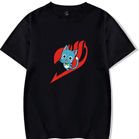 YIMIAO Herren Fairy Tail T-Shirt, Unisex Lucy Natsu Tshirt,Damen Cartoon Cosplay Anime Kurzarm (L)