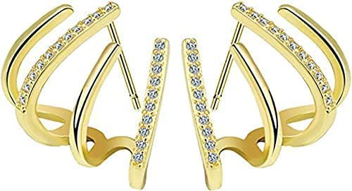 aoixbcuroc Shiny Crystal Earrings,Claw Earring Cuff for Women,Ear Wrap Cuff Piercing Studs Earrings, 925 Sterling Silver CZ Cuff Stud Earrings for Women Girls