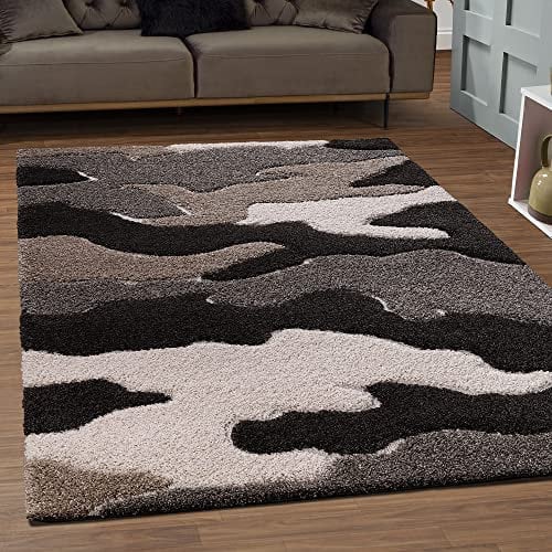 SANAT Wohnzimmer Teppich - Luxus Shaggy Nicht-schuppend Teppich, Wohnzimmer Schlafzimmer Esszimmer Eingangsbereich Teppiche, Dunkelbraun 160 x 220 cm