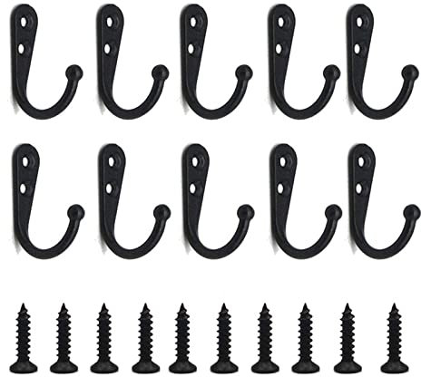Perchero De Metal Retro, Ganchos Antiguos De Pared, 10 Piezas Ganchos Percheros De Pared, Estilo Vintage Rústico, Con Tornillo, Negro