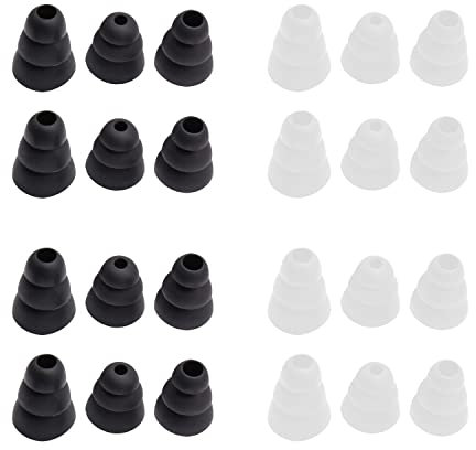 12 Paar Silikon-Ohrstöpsel, drei Schichten Silikon-Schallschutz-Ohrstöpsel, Geräuschisolierung, Ohrhörer-Ersatzstecker, geeignet für die meisten Ohrhörer (3 Größen, S/M/L)