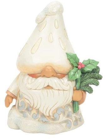 Enesco Jim Shore Figuren - Woodland Pilzmütze Zwerg - 13cm, Weiß
