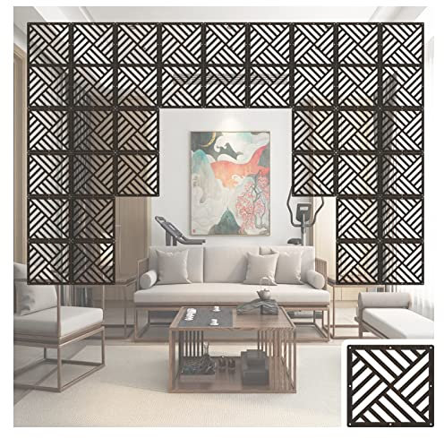 PFCDZDU Schwarzer Hängender Raumteiler, Holz-Kunststoff-DIY-Panel-Bildschirme Mit Allem Zubehör, Trennwand-Dekoration Für Speisesaal Hotel Bar (Farbe : Schwarz, Größe : 50pcs)