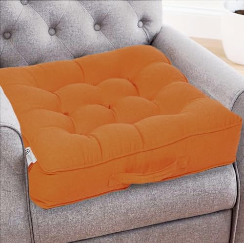 Casabella Booster Cushion-Armchair Booster Cushion Large Bolster Seat Dining Chair 50x50+10cm Thick Floor Cushions, Pregnancy & Post-Operative Adults Chair Bolster Seat, Car Seat Sofa-Teracotta