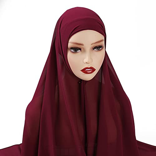 Damen Muslim Chiffon Hijab Kopftuch Turban Hut Hals Muslim Kopfbedeckung Atmungsaktiv Sonnenschutz Chemo Kappe Haar Islamischen Abaya Dubai Mädchen Elegante Gesichtsschleier Hidschab Schal Ramadan
