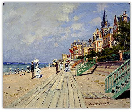 Peinture par numéros pour adultes et enfants Claude Monet La plage à Trouville, 1870 en peinture à l'huile à faire soi-même, impression sur toile, art mural, décoration d'intérieur