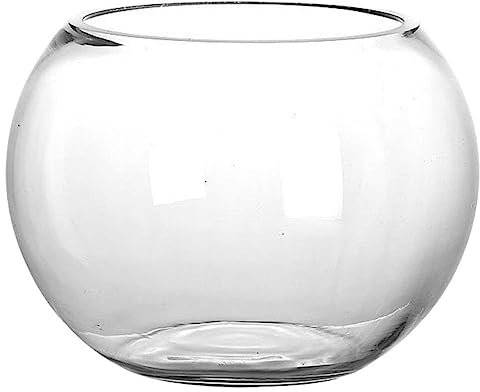 Operitacx Aquarium en Verre Décor Floral Grand Bocal À Poissons Rond Bocal À Poissons Rouge Décor À Bulles Bocal À Poissons en Verre Table Bocal À Poissons Vase Clair Petit Vase Rond en