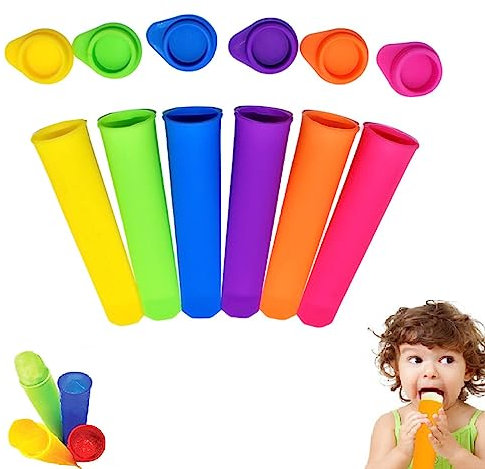 Eisformen Silikon,Wiederverwendbare Eisformen aus Silikon,EIS am Stiel Eiscreme Formen,Silikon-Formen-Set,6Pcs Kinder Ice Pop Maker Set mit Deckel,Eistüten wiederverwendbar für Erwachsene und Kinder
