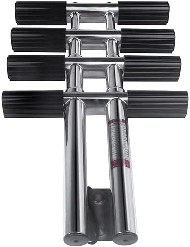 FairUo Ladders,Pontoon Boat Ladder 4 Steps under Platform Boat Ladder Stainless Steel Folding Marine Ladder for Marine Boat Yacht Dock Pool