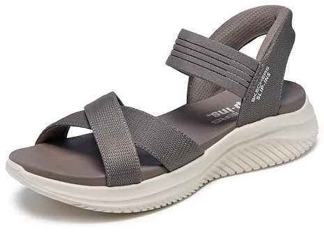 Skechers Damen Ultra Flex 3.0-Never Netter Hands Free Slip-ins Sandale, Dark Taupe, 35 EU