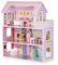 Suprills Wooden Pretend Play Dolls house Wooden Dolls House with 11pcs Furniture & Staircase Accessories, 3-Storey Large Dollhouse Playset for Girls Kids Role Play Toy Educational Gift