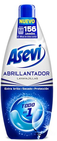 Asevi Abrillantador de Lavavajillas - Abrillantador Todo en 1 - Extra Brillo y Secado sin Manchas - Protección contra Opacidad - Acción Antical - Ideal Vajilla, Cristalería y Utensilios - 156 Lavados