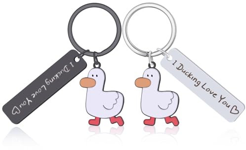 2 Stück Süßes Paar Enten Schlüsselanhänger, Kreatives Geschenk für Paare, Niedliche Schlüsselband für Schlüssel, Handy oder Tasche, Geschenkidee für Verliebte, Valentinstag, Hochzeit oder Jahrestag