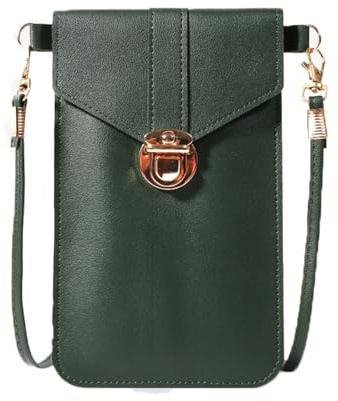 BSLVWG Crossbody Telefon Tasche,PU Leder Telefon Tasche,Handy Crossbody Geldbörse Karten Slots Kupplung Handy Geldbörse Tasche mit abnehmbarem langen Schultergurt Kartenhalter Handtasche (Grün)