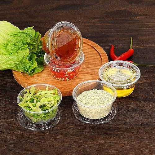 HOT BARGAINS 100 Pack 4oz/120ml Round Sauce Containers with Lids Clear Plastic Food Storage Pots