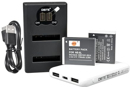 DSTE NB-6L NB-6LH CB-2LY QIAOJINLIN Replacement Battery Travel Battery Kit Compatible for Canon PowerShot SX510 HS, SX500 IS