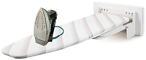 GLETSF Hiding Ironing Board Wall Mounted Iron Board Fold Away Ironing Board with Heat Resistant Cover,180°Horizontal Rotation Design for House Held Laundry Space Savin (Wall Mounted)