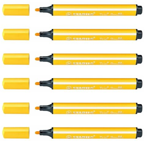STABILO Trio Scribbi Filzstifte, dreieckig, breite Spitze, Gelb, 6 Stück