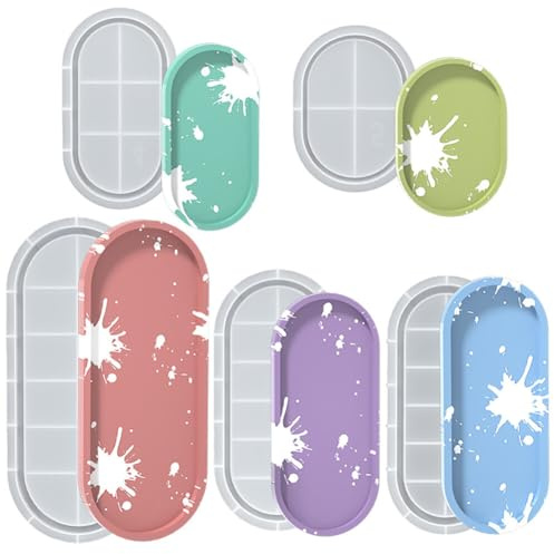 Slakerbe Harz Aufbewahrung Tablett Silikon Form Oval Selbstklebend DIY Gips Beton Zement Scheibe Moderner Minimalist Oval Tablett 16.5cm