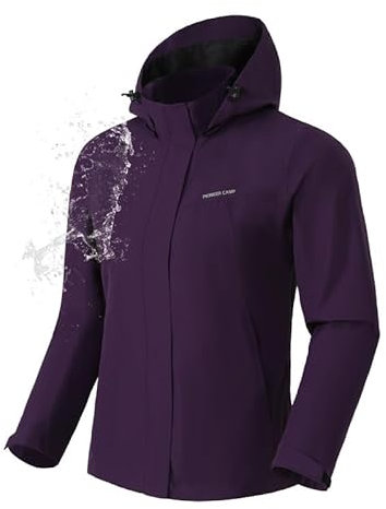 Pioneer Camp Veste de Pluie Femme Vestes Coupe Imperméable avec Capuche Amovible Léger Randonnée Parka pour Extérieur Randonnée（Dusky Purple;S