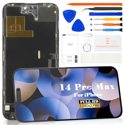 Ersatzbildschirm für iPhone 14 Pro Max, LCD-Ersatzbildschirm, 14 Pro Max, Digitizer-Display, Touch-Sensor, Montagezubehör-Kits A2894, A2651, A2893, A2895 (Incell, Schwarz)