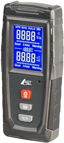 AGT Elektrosmog Messgerät: Digitales Akku-EMF-Messgerät mit LCD-Display (EMF Meter, Elektrosmog Detektor, Magnet)