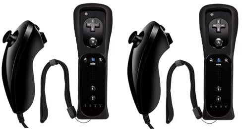 DARLINGTON & Sohns Zubehörset für Nintendo Wii 2 Remote Controller 2 Nunchuck Controller Schwarz Black Fernbedienung Ersatzcontroller Gamepad