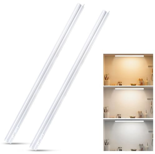 Aigostar Luz LED Cocina con Interruptor 12W Luces Armarios, 3000K/4000K/6500K, 230V Regleta LED Bajo Armarios para Cocina, Vestidor, Armario 880 * 34 * 23mm, 2 pcs